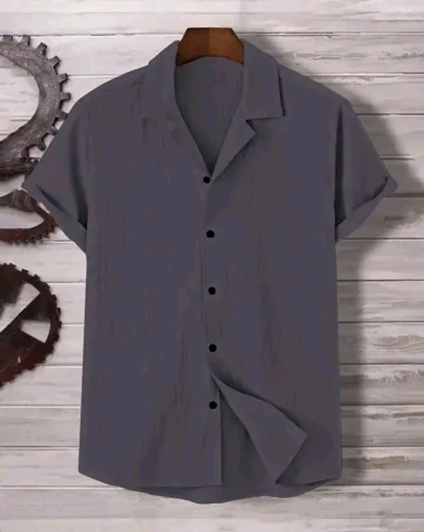 N C Regular Fit Self Design Popcorn Shirt for men - Gray, S
