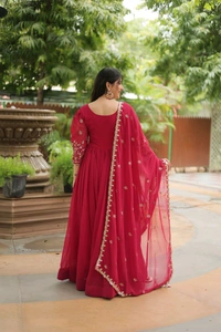 Prayosha Women's Faux Blooming Embroidered Gown with Dupatta - XL