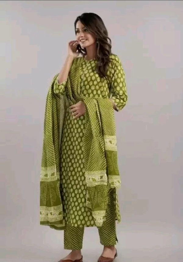 Neha Collection  Women Trendy Refined Kurta Set - Green, L