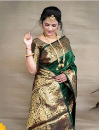 Kanjeevaram Women Kanjivaram Silk Saree With Blouse - Green