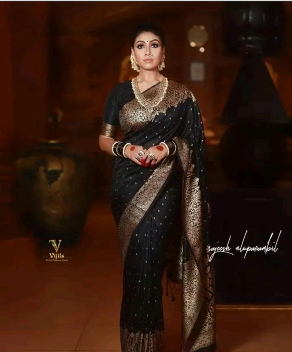Kanjeevaram Women Kanjivaram Silk Saree - Black