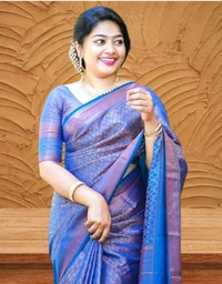Kanjeevaram Zari Woven Rich Pallu Design Work Soft Litchi Silk Saree For Women - Blue