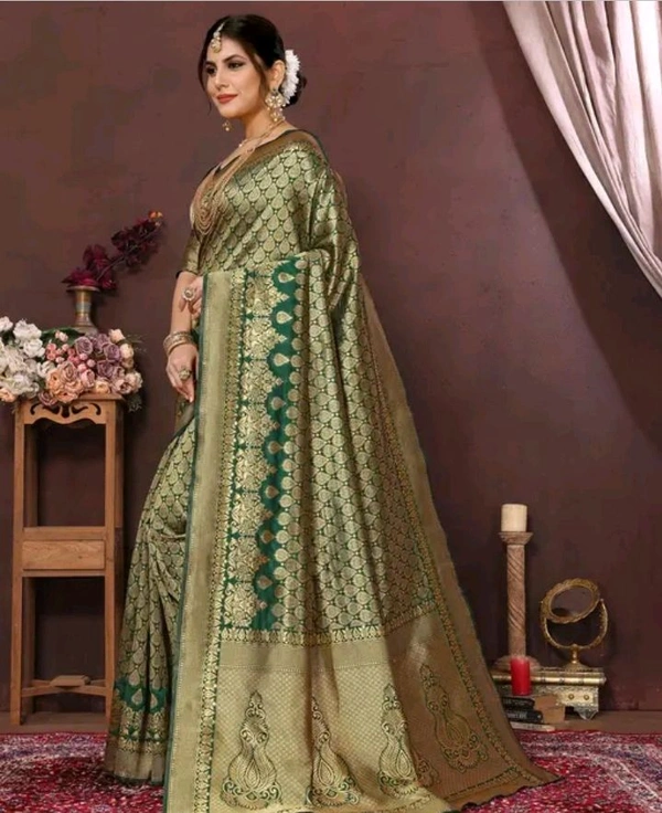 Kanjeevaram Trendy Kanjivaram Art Silk Saree With Blouse - Green