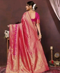 Kanjeevaram  Trendy Kanjivaram Art Silk Zari Woven Saree with Blouse  - Pink