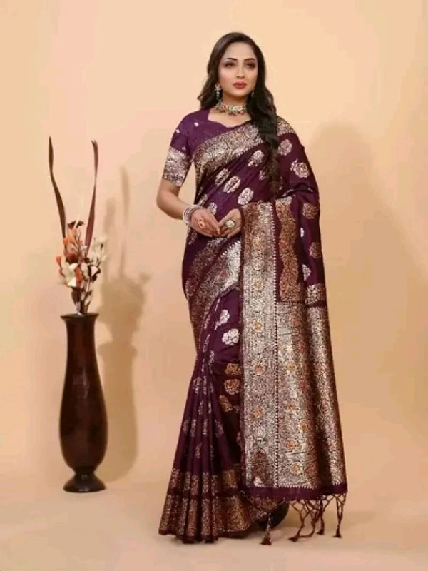 Kanjeevaram Silk Zari Weaving Jacquard Sarees with Blouse Piece