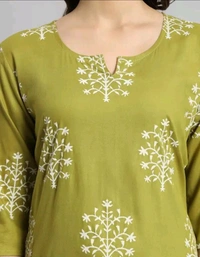 Neha Collection  Women Short Rayon Kurti - Pine Glade, M