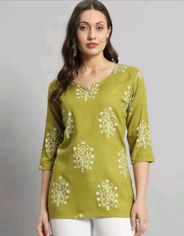 Neha Collection  Women Short Rayon Kurti - Pine Glade, XL