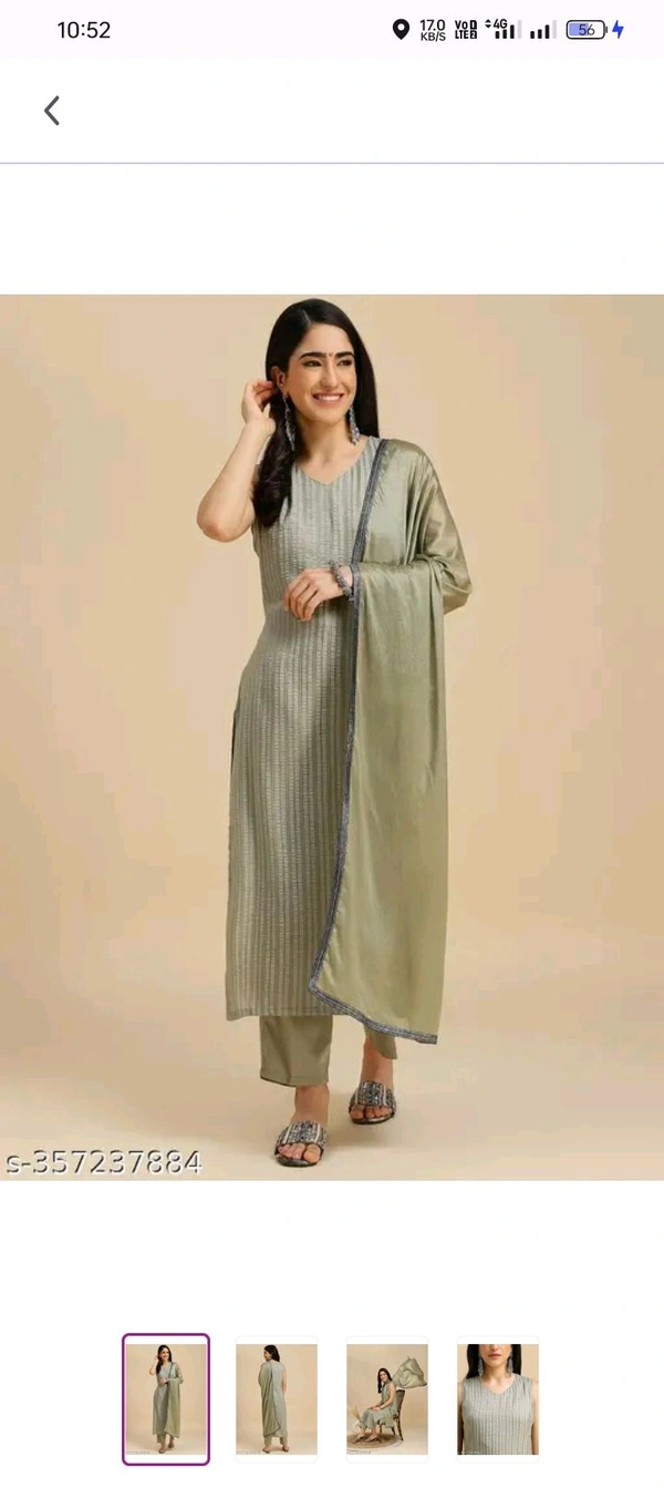 Neha Collection  Women Silk Blend Kurta Set With Dupatta - Envy, XL