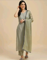 Neha Collection  Women Silk Blend Kurta Set With Dupatta - Envy, XL