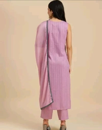 Neha Collection  Women's Silk Blend Kurta Set With Dupatta - Pink, XXL