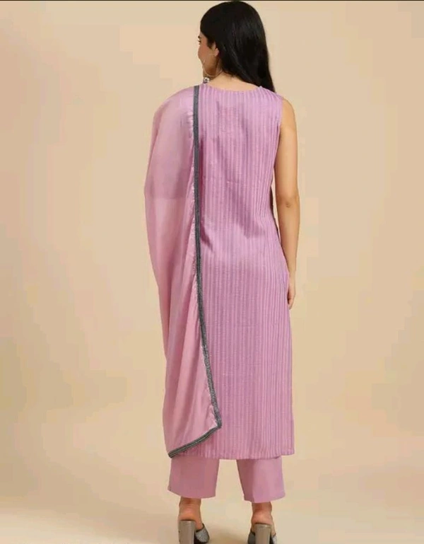 Neha Collection  Women's Silk Blend Kurta Set With Dupatta - Pink, XXL