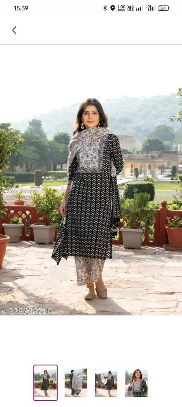 Neha Collection  Women Black Viscose Straight Kurta With Trouser & Dupatta Set - Black, L