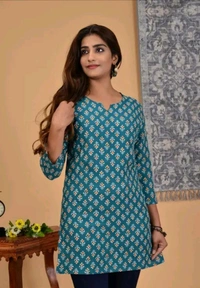 Neha Collection  Women Printed Short Kurta - Smalt Blue, L