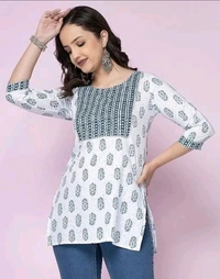 Neha Collection  Women Printed Short Kurta - White, M