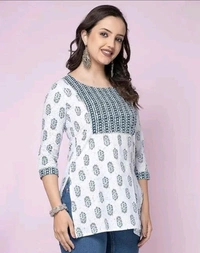 Neha Collection  Women Printed Short Kurta - White, M