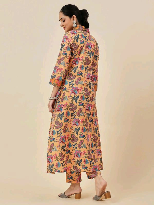 Neha Collection Women Coffee Cotton Kurta Pant Set - S