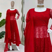 Prayosha Butterfly Net Embroidered Suit Set – Elegant and Graceful - M