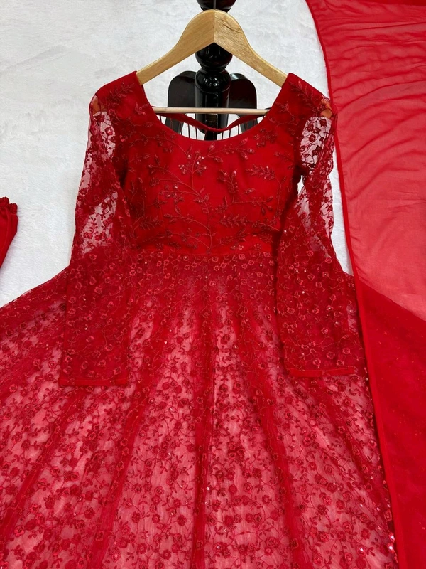 Prayosha Butterfly Net Embroidered Suit Set – Elegant and Graceful - M