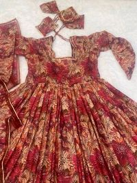 Prayosha Elegant Heavy Rayon Digital Print Dress with Organza Dupatta – Fully Stitched - XXL