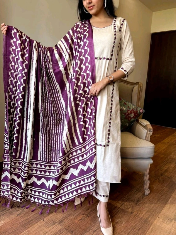 Neha Collection Beautiful 3-Piece Salwar Kameez With Dupatta 51 - Purple, M