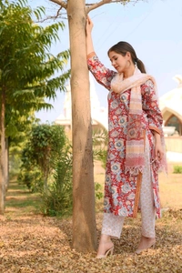 Neha Collection Beautiful 3-Piece Salwar Kameez With Dupatta - Dmpal red, M