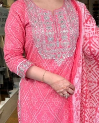 Neha Collection Beautiful 3-Piece Salwar Kameez With Dupatta - Pink, M