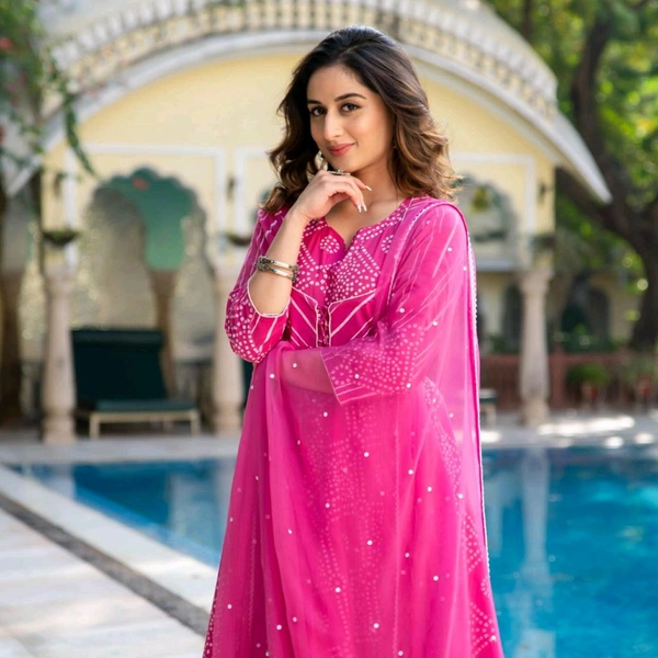 Neha Collection Beautiful 3-Piece Salwar Kameez With Dupatta 4 - Pink, M