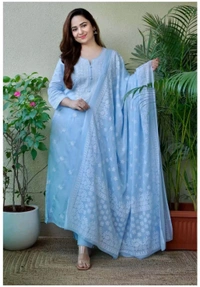 Neha Collection Beautiful 3-Piece Salwar Kameez With Dupatta 56 - Blue, M