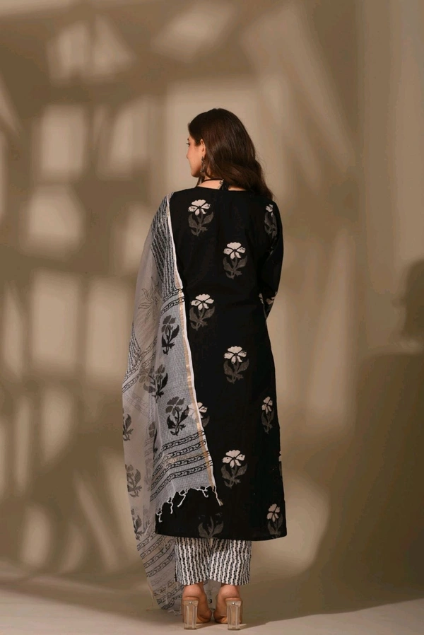 Neha Collection Dmpal_blackwht 3-Piece Salwar Kameez With Dupatta - Black, XL