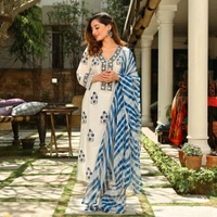 Neha Collection Graceful Salwar Kameez with Coordinated Dupatta - White, XXXL