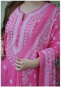 Neha Collection Beautiful 3-Piece Salwar Kameez With Dupatta - M, Pink