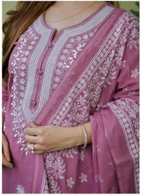 Neha Collection Beautiful 3-Piece Salwar Kameez With Dupatta - M, Purple