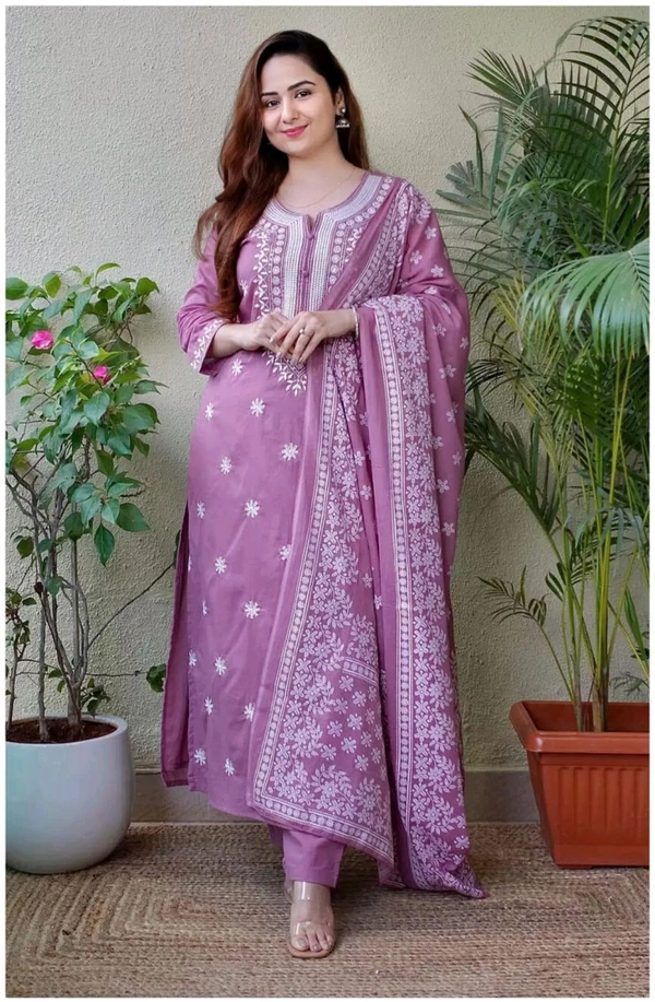 Neha Collection Beautiful 3-Piece Salwar Kameez With Dupatta - XXL, Purple