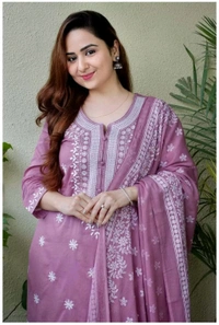 Neha Collection Beautiful 3-Piece Salwar Kameez With Dupatta - XXL, Purple