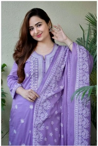 Neha Collection Beautiful 3-Piece Salwar Kameez With Dupatta - XL, Lavender