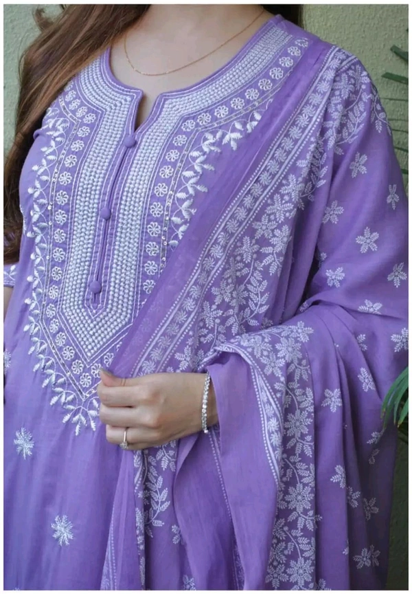 Neha Collection Beautiful 3-Piece Salwar Kameez With Dupatta - XL, Lavender