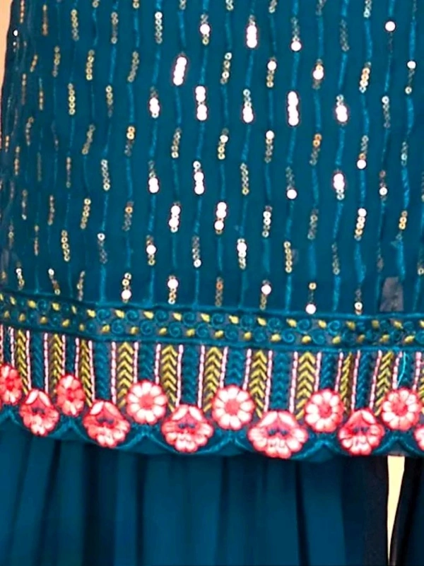 Elegant Kurta Sharara & Dupatta Set - Timeless Traditional Wear - L, Blue