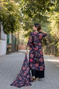 Neha Collection Dmpal_black flwrprint 3-Piece Salwar Kameez With Dupatta - black, XXXL