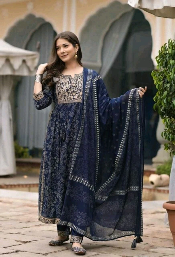 Neha Collection Beautiful 3-Piece Salwar Kameez With Dupatta - L, Blue