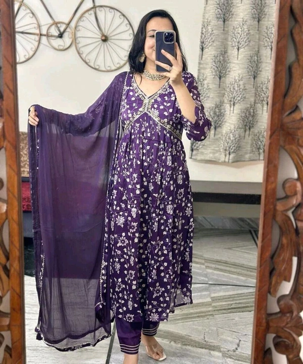 Neha Collection Beautiful 3-Piece Salwar Kameez With Dupatta 41 - Purple, L