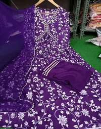 Neha Collection Beautiful 3-Piece Salwar Kameez With Dupatta 41 - Purple, XXL