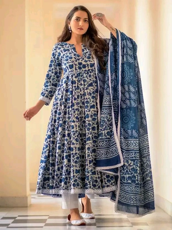 Neha Collection Beautiful 3-Piece Salwar Kameez With Dupatta - Blue, L