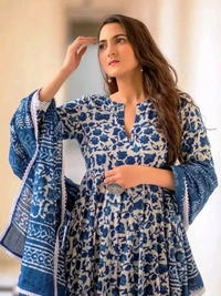Neha Collection Beautiful 3-Piece Salwar Kameez With Dupatta - Blue, XXL