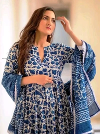 Neha Collection Beautiful 3-Piece Salwar Kameez With Dupatta - Blue, XXL
