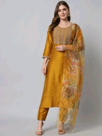 Neha Collection Beautiful 3-Piece Salwar Kameez With Dupatta - Mustard, M