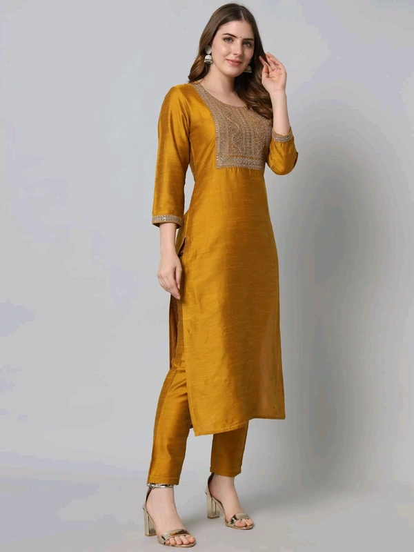 Neha Collection Beautiful 3-Piece Salwar Kameez With Dupatta - Mustard, M