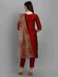 Neha Collection Beautiful 3-Piece Salwar Kameez With Dupatta - Maroon, M