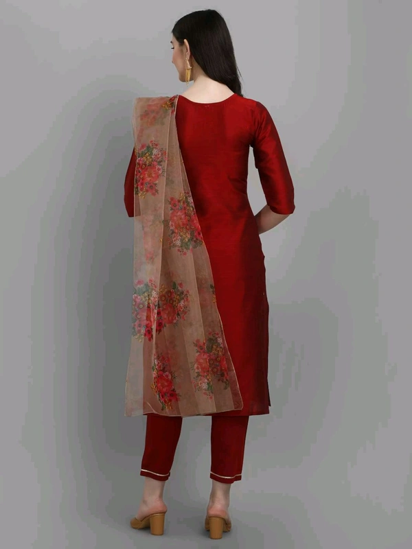 Neha Collection Beautiful 3-Piece Salwar Kameez With Dupatta - Maroon, M