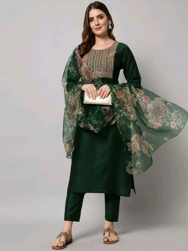 Neha Collection Beautiful 3-Piece Salwar Kameez With Dupatta - Green, XXL