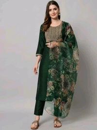 Neha Collection Beautiful 3-Piece Salwar Kameez With Dupatta - Green, XXL